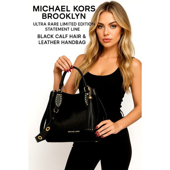 Michael Kors Brooklyn Calf Hair & Leather Gold Hardware *RARE* Statement Bag - Picture 1 of 12